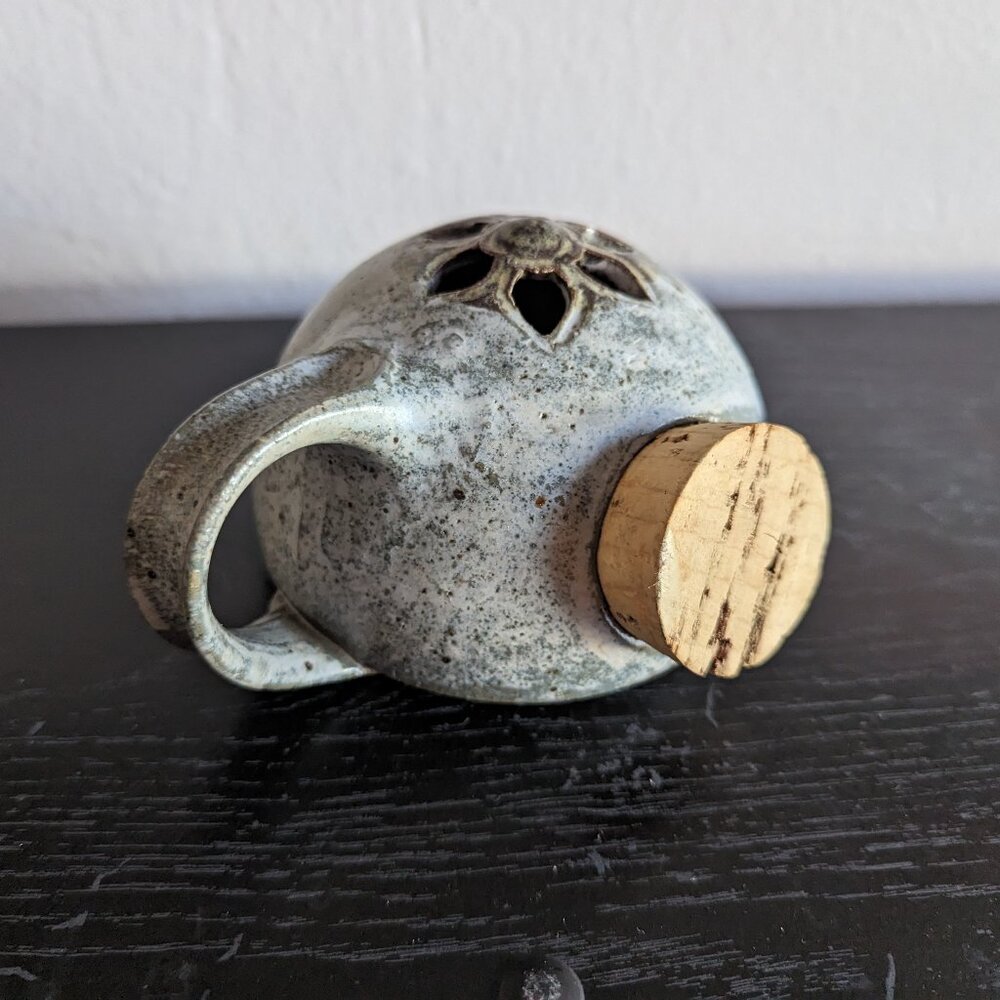 Studio Art Stoneware Pottery Shaker with Cork Signed
